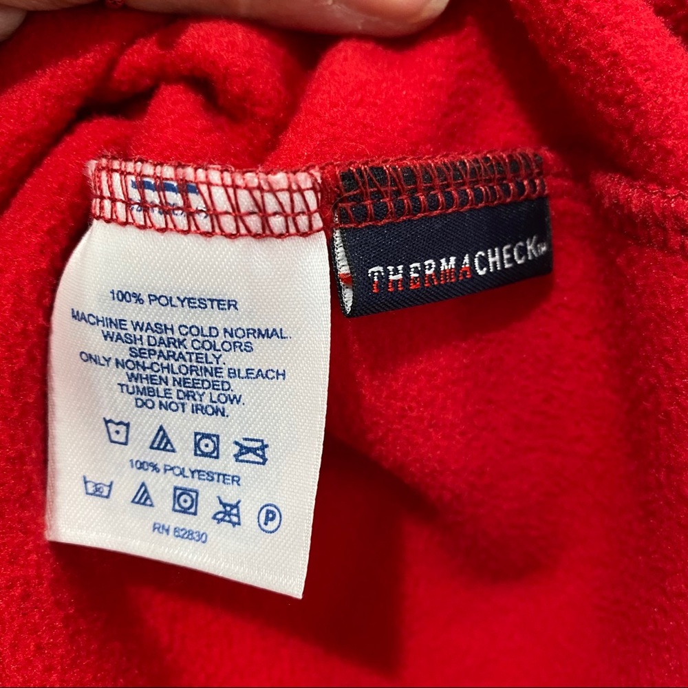LANDS END Thermcheck Pullover Fleece Red Size M 10 - 12 - Picture 4 of 5